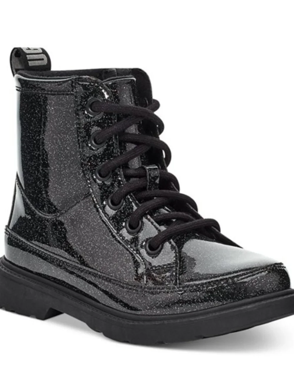 UGG Robley Glitter Booties Combat Boots Black Big Kids Size 6 Womens 7 EU 38 NEW